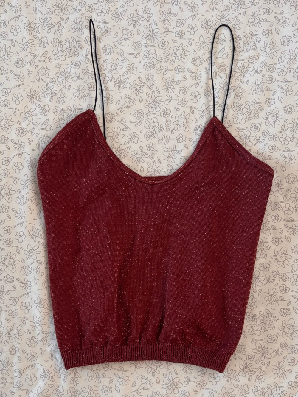 Free People Metallic Dark Pink Crop Tank